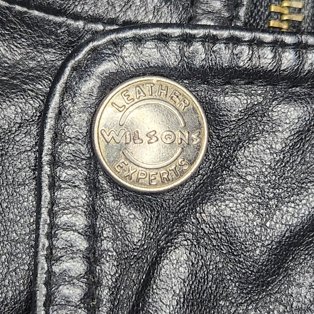 Vintage Wilson's Leather Bomber Jacket Men's XL Black Mock Neck Motorcycle - Picture 5 of 16